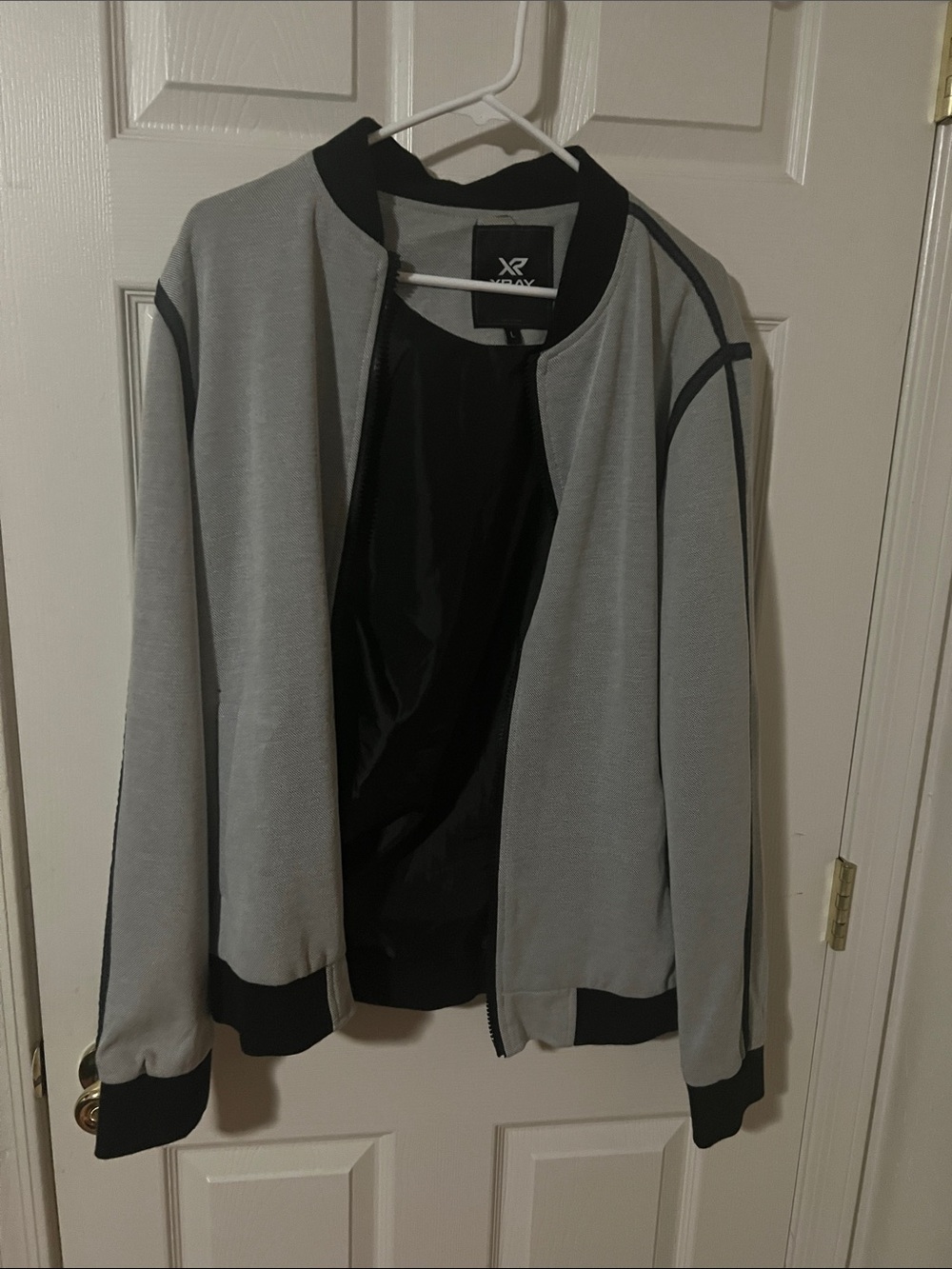 XRAY Light Gray Bomber Jacket with Black Trim